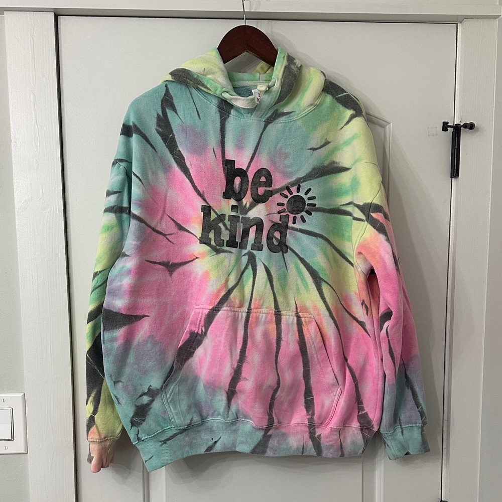 Be Kind Tie-Dye Pullover Hoodie - Multicolor